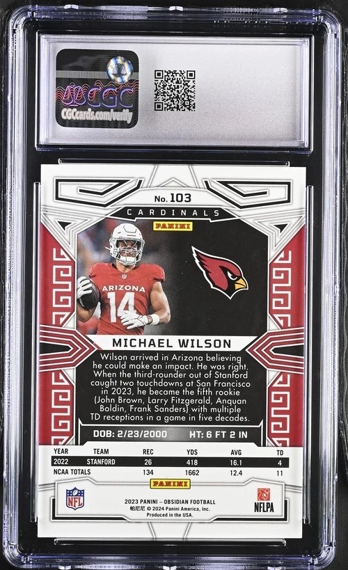 [] Grade 10 MICHAEL WILSON 2023 Panini Obsidian 103 Electric Etch Contra CGC GEM - Image 3 of 3