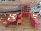 Vintage Lot Marx Doll House Plastic Dining Room Table/Chairs Hutch Buffet Candle — photo 1