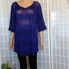O Neill Mesh Knit Swim Cover-Up Blue XS/S V-Neck Half Sleeve Women