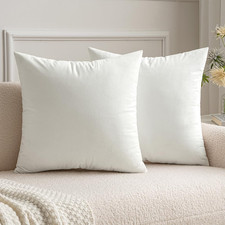 Velvet Throw Pillow Covers 18x18 Inch, Pack of 2 -Pure White, Soft Solid Decorat