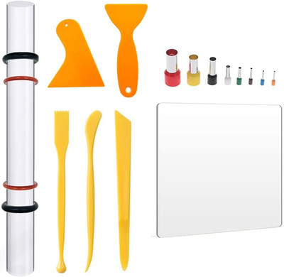 15PCS Polymer Clay Tool Set Acrylic Clay Roller with Thickness Ring,Sheet Backin