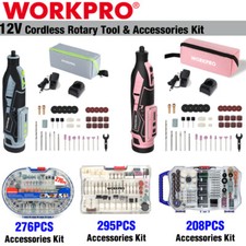 WORKPRO 12V Cordless Rotary Tool Kit 7500-32000 RPM 276PC/295PC/208PC Accessory