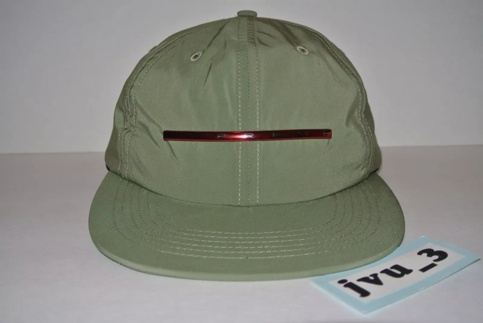 NEUF SUPREME SS17 CHROME RAYURE 6 PANNEAUX OLIVE CHAPEAU BOÎTE LOGO chapeau comme nas