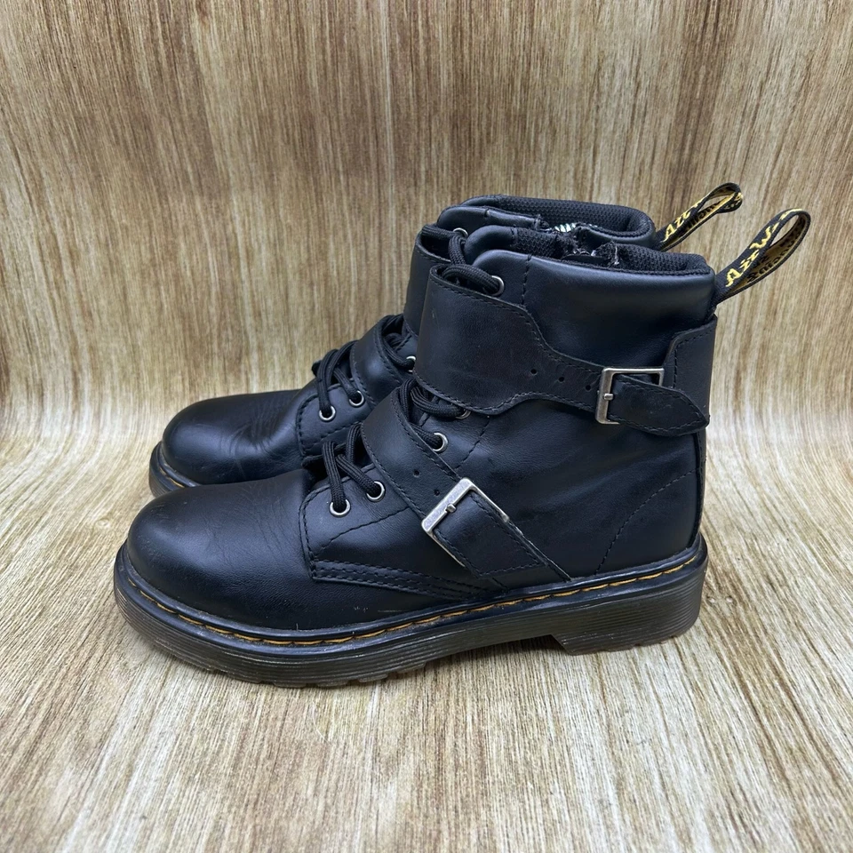 Dr Martens 1460 Joska J Niños EE. UU. Talla 2 Negro Hebilla Cuero Zapatos Botas Foto 3 de 4