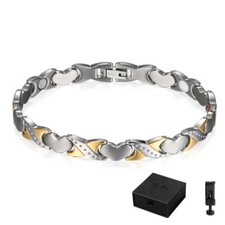 Womens 8MM Heart Magnetic Bracelet Titanium Steel Magnetic Therapy Bangle 8.3"