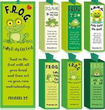 Jetec 60 Pcs Fully Rely On God Frog Bookmarks F. R. O. G. Christian Bible... 