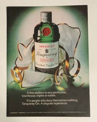 1974 Tanqueray Gin Print Ad Bottle A Fine Addition A Singular Experience