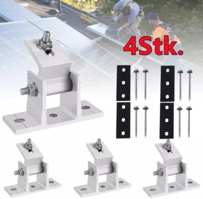 HOMTAS 4x Solarpanel Halterung PV Individuell Verstellbar Flachdach Befestigung Montage