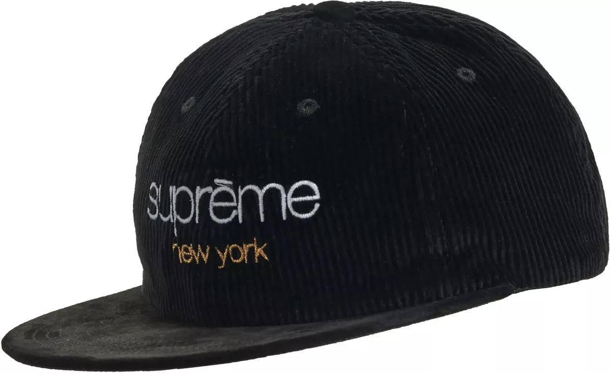 Supreme Classic Logo Corduroy 6-Panel New York Black Cap FW19 One Size NEW  RARE