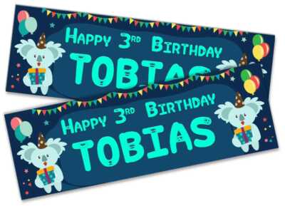 x2 Personalised Birthday Banner Koala Design Children Party Decoration 102