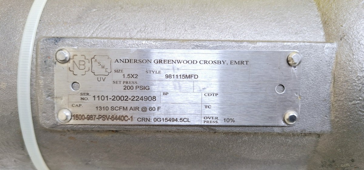 Anderson Greenwood Crosby 1.5x2 / 981115MFD Safety Relief Valve