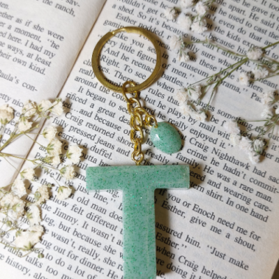 Letter T Keychain Keyrings Resin Initial Keychains Gift | eBay