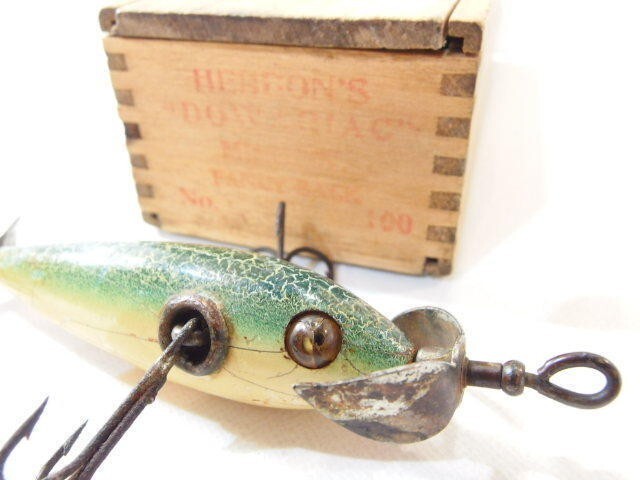 Heddon Dowagiac Minnow #100 Fancy Back Old Wood Lure With Original