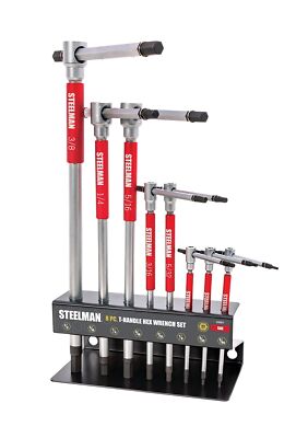 Steelman 8-Piece Standard T-Handle Allen Hex Key Wrench Set, Free Spinning Sl...