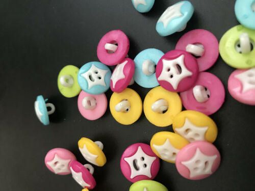 20 star smile shank buttons craft scrapbook sewing embellishment DIY US SELLER  - Picture 1 of 7