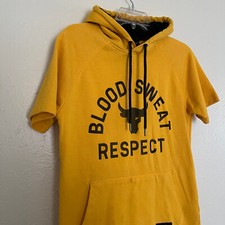 Under Armour Hoodie Mens S Yellow Project Rock Blood Sweat Respect WWE