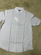 Mens Alfani Short Sleeve Solid Textured Shirt LARGE New Purple