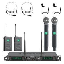 Phenyx Pro Wireless Microphone System, 4-channel Uhf Wireless Mic Set With Mics,