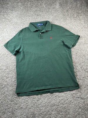 Ralph Lauren Polo Shirt Mens Extra Large Green Red Pony Ride