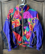 Vintage East West Women's 80's 90's Windbreaker Jacket w/ Shoulder Pads Sz Small