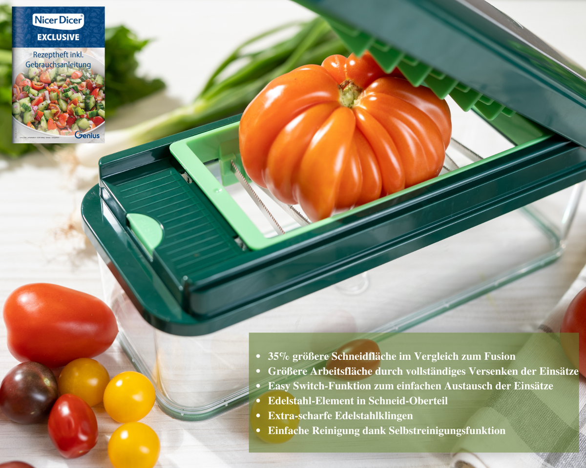 Genius Nicer Dicer Exclusive Gemüseschneider 8tlg Zubehör-Set mit Reiben + Hobel