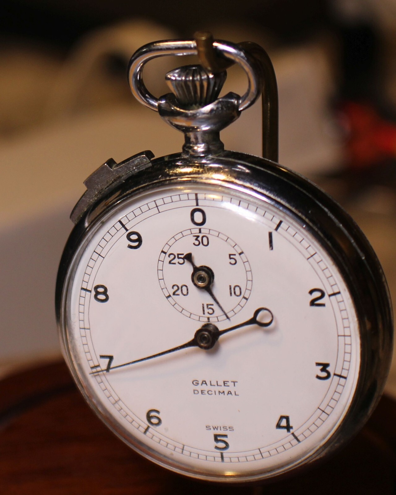 VINTAGE Gallet Decimal Swiss Mechanical 7 Jewel Stopwatch NICE RUNNING