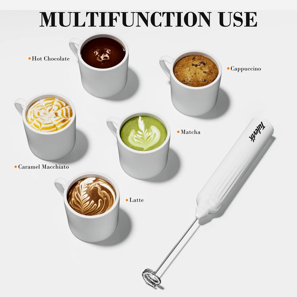 Milk Frother Handheld Electric Frother Wand With Stand Coffee Frother With US...