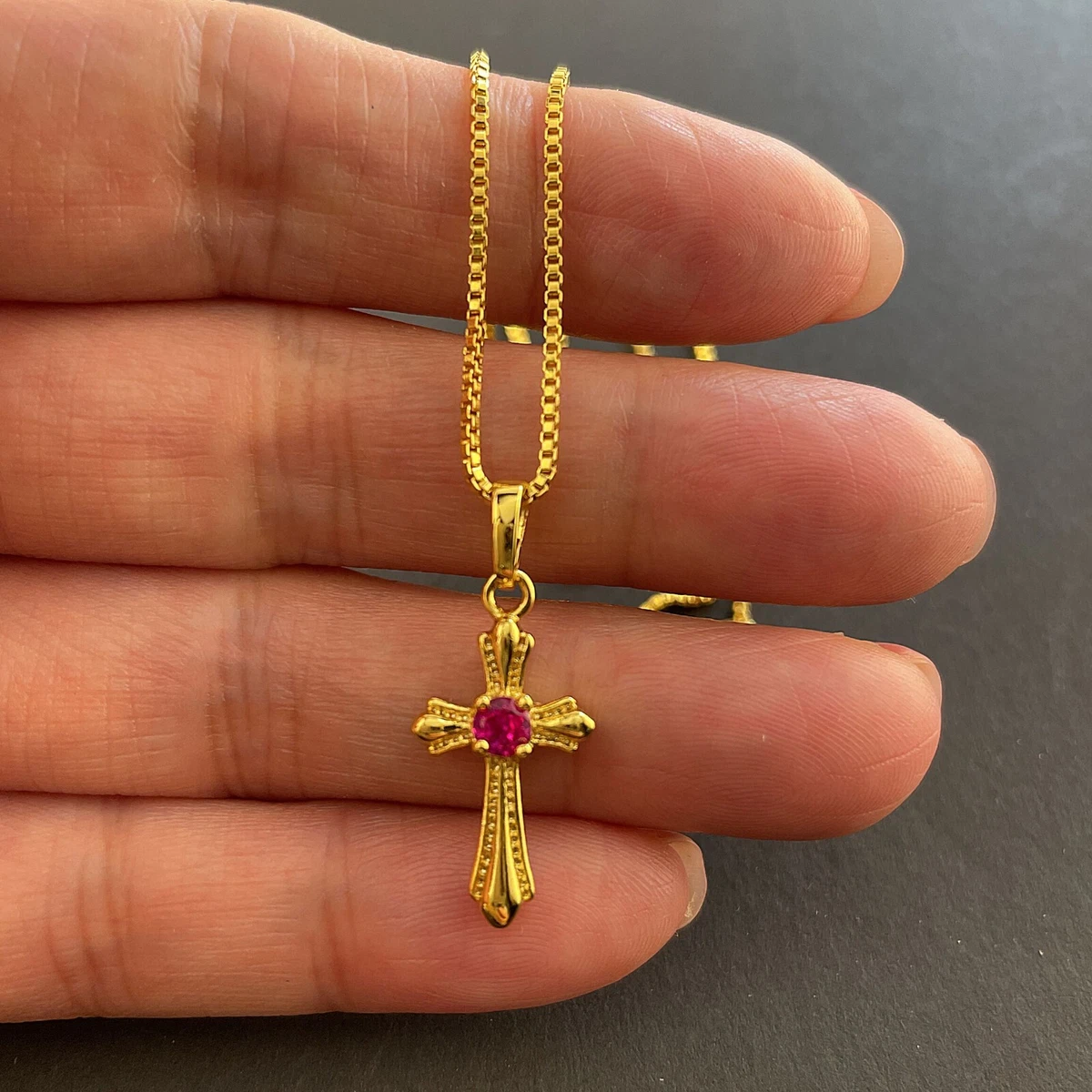 24k shop cross necklace