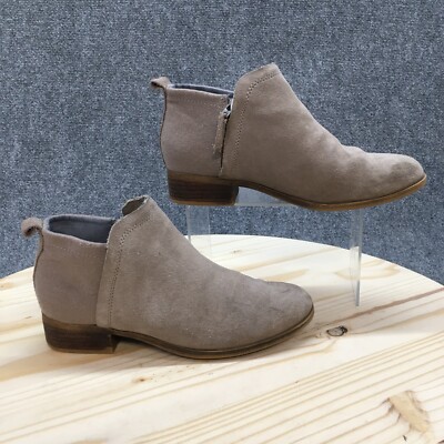 Toms Boots Womens 8.5 Deia Casual Slip On Ankle Bootie 10009622 Taupe Suede