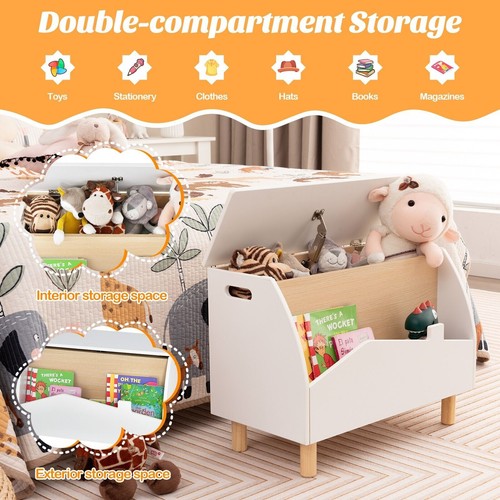 Wooden Toy Box Kids Toy Storage Organizer Chest Bookcase Display - Picture 8 of 10