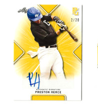 2021 PRESTON HERCE LEAF PERFECT GAME AUTO YELLOW PARALLEL ROOKIE #2/20  MINT NEW