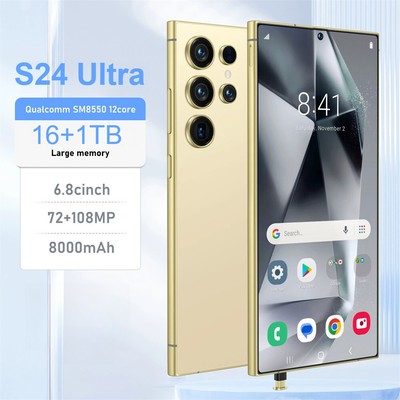 New 24 Ultra Smartphone Android 14 Unlocked Global 16+1TB 6.8'' 8000mAh Dual SIM