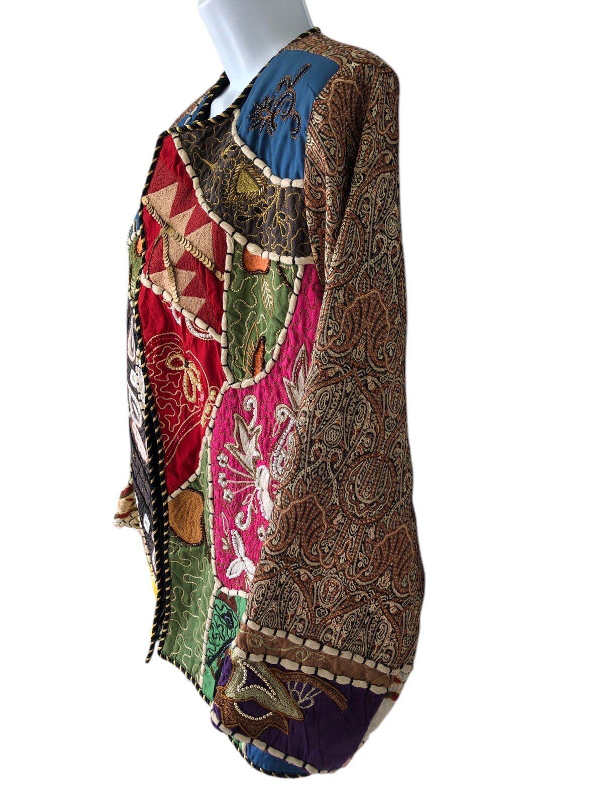 Vtg Colorful Patchwork Button Front Jacket Unbran… - image 2