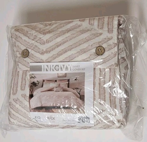Ink+Ivy 3pc King Ellipse Cotton Jacquard Comforter Set Shabby Chic In Blush - Picture 4 of 7