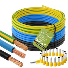 H07V-K Verdrahtungsleitung Set, 6 mm&sup2; - 3x Einzeldr&auml;hte 3m Kabel