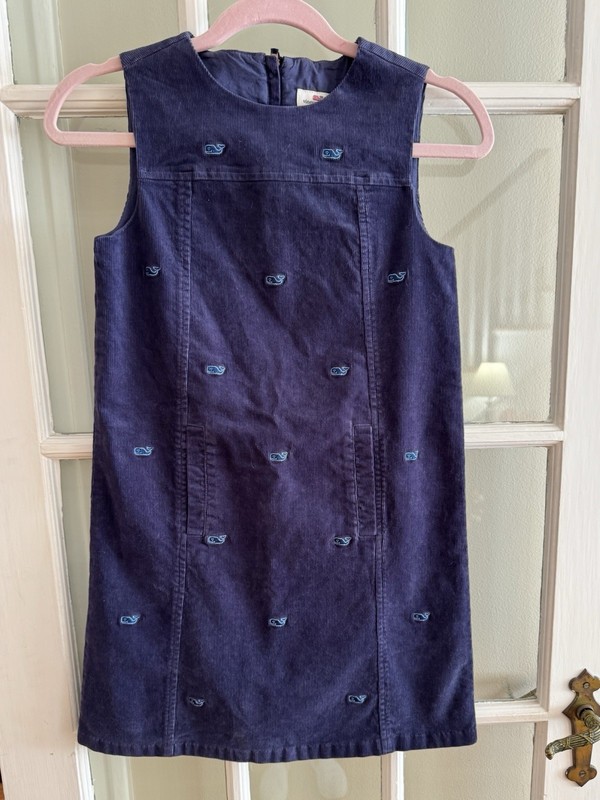 NWT Vineyard Vines Girls 10 Whale Corduroy Jumper Nautical Navy $59.50