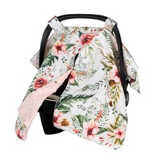 insular Floral Car Seat Covers for Babies, Infant Minky Car Seat Canopy Cover...