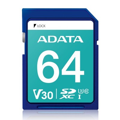 64GB AData SDXC Memory Card UHS-I U3 CL10 V30 4K Ultra HD
