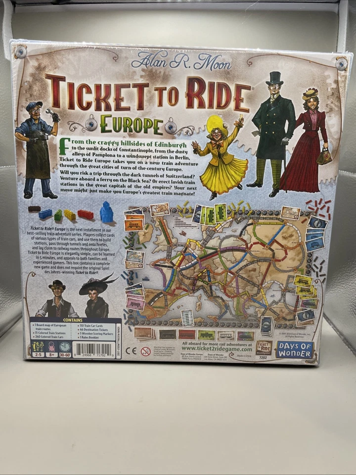Ticket To Ride Europe Days of Wonder Board Game for 2 to 5 Players New & Sealed - Image 2 of 4