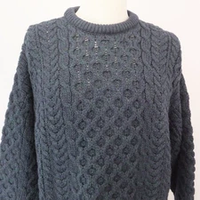 Avoca Collection Chunky Cable Knit Sweater Large Irish Wool Fishermen Pullover