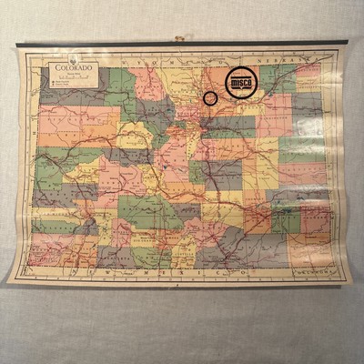 Vintage Colorado Small Wall Map. Marked Interstate System Completion Date, 1972