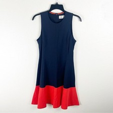 ELIZA J Navy Orange Hem Colorblock Sleeveless Hidden Back Zipper Dress Size 4