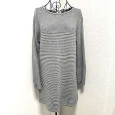 J. JILL Dress Ribbed Sweater Knit Womens Small Gray Cotton/Wool/Silk Blend