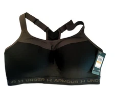 Under Armour Womens 42DD High Support Crossback Sports Bra Black Mesh Compressio