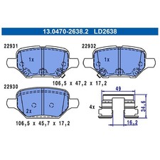 Satz Bremsbeläge Bremsklötze hinten für Opel Mokka-Mokka X J13 | 24164959