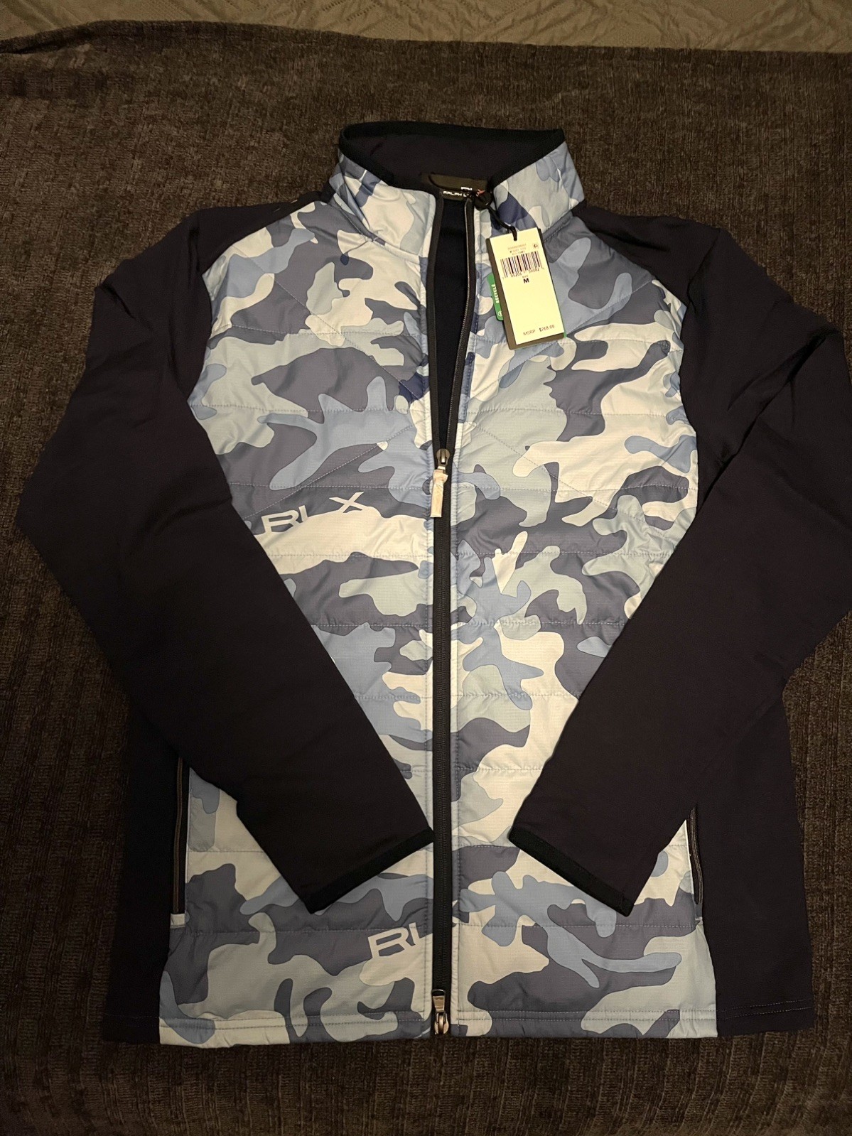 NWT $268 RLX Ralph Lauren Hybrid Jacket Blue Camo Golf Padded Lightweight Mens M
