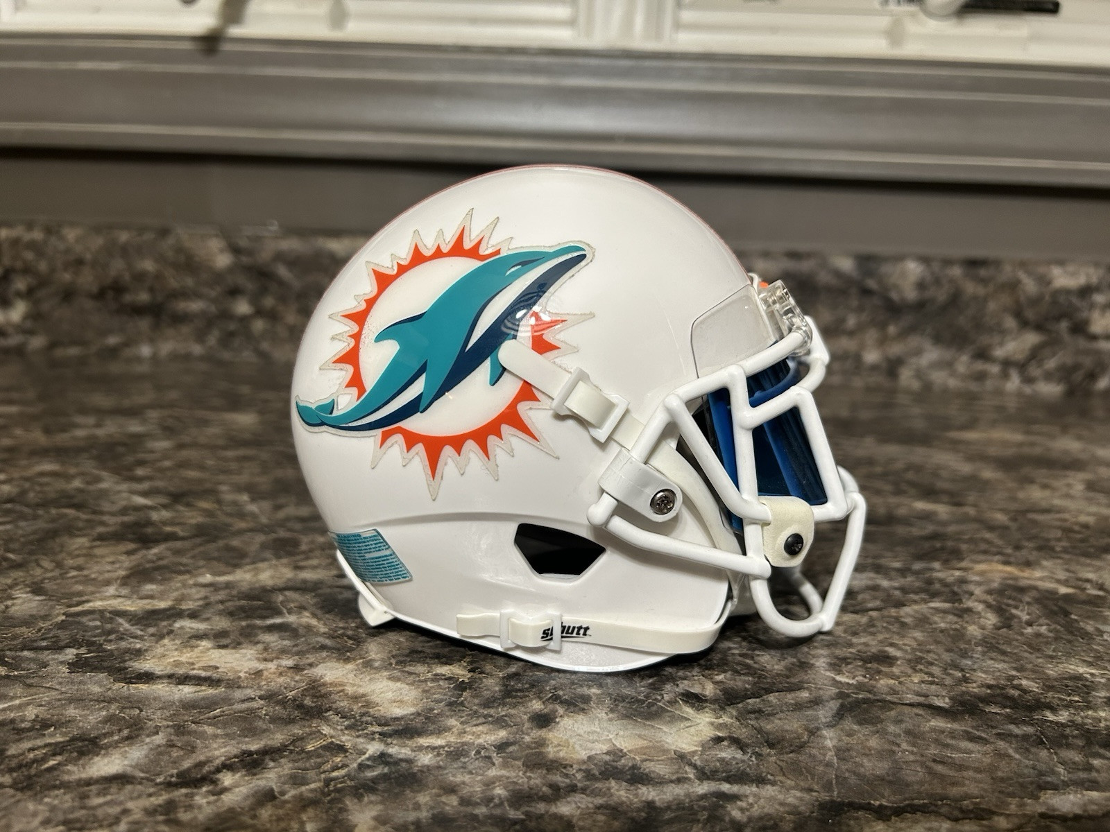 Custom Miami Dolphins Mini Helmet Schutt Air Xp 3D Bumper Robot Facemask Visor