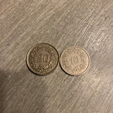 SWITZERLAND 1955 20 Rappen, 1983 10 Rappen- 2 Coins
