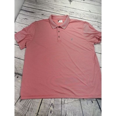 IZOD Golf Mens Polo Shirt Red White Stripe Short Sleeve Performance XXLarge