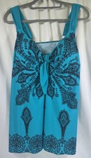 Paisley Swimdress Women's Plus Size 68 Wide Strap Swimsuit Teal Swimwear Top 2XL